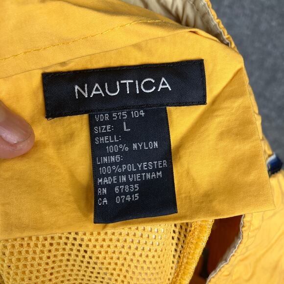Nautica Swim Trunks Mens Size L Yellow Nylon Mesh Lined Drawstring Beach Shorts - Picture 6 of 8